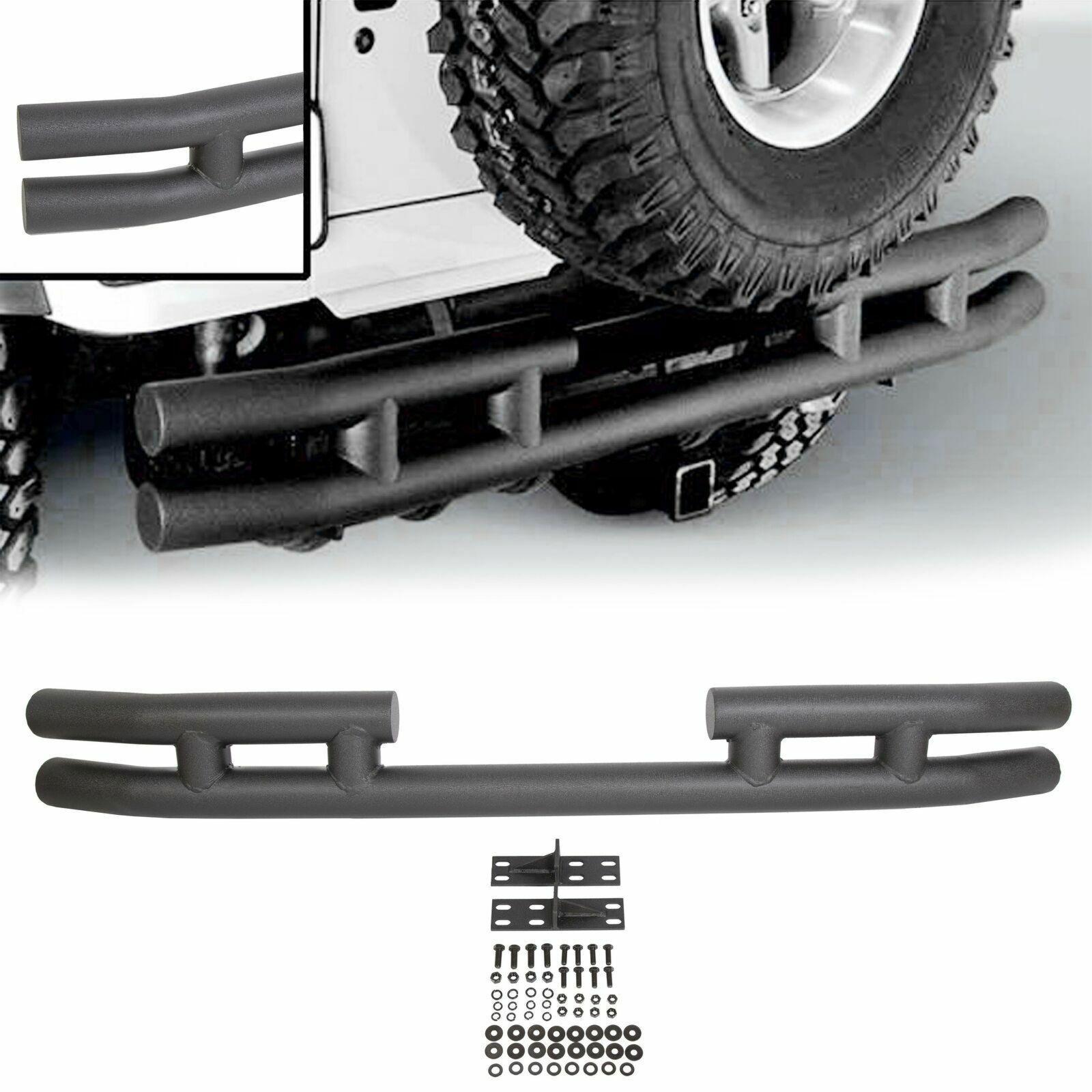 FOR JEEP WRANGLER 88-06 BLACK STAINLESS DOUBLE BAR REAR BUMPER PROTECTOR GUARD