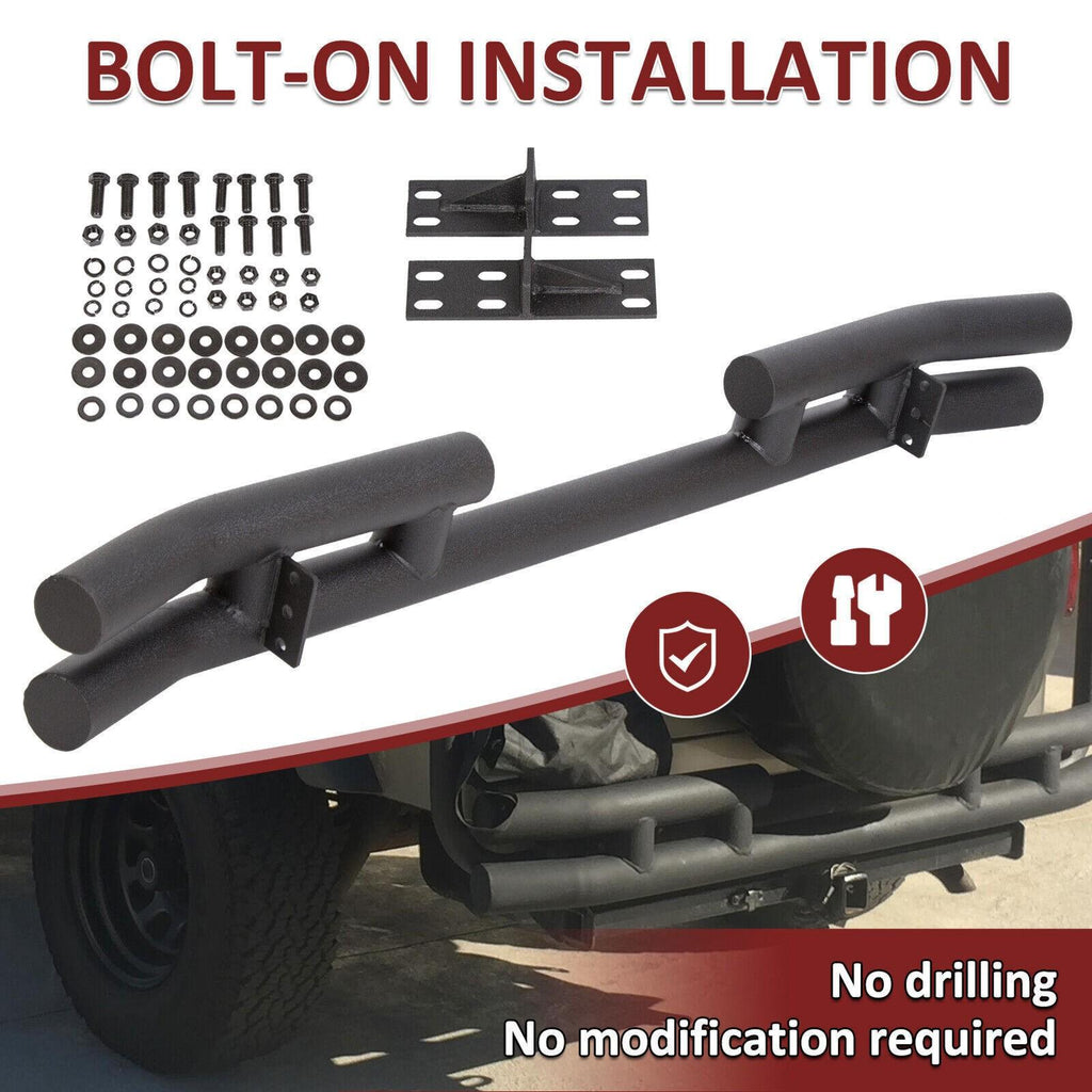 FOR JEEP WRANGLER 88-06 BLACK STAINLESS DOUBLE BAR REAR BUMPER PROTECTOR GUARD
