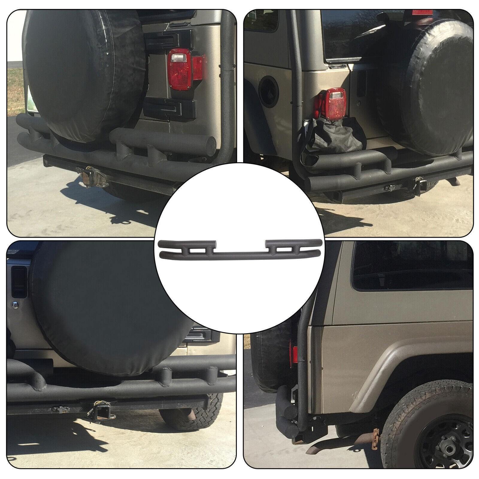 FOR JEEP WRANGLER 88-06 BLACK STAINLESS DOUBLE BAR REAR BUMPER PROTECTOR GUARD