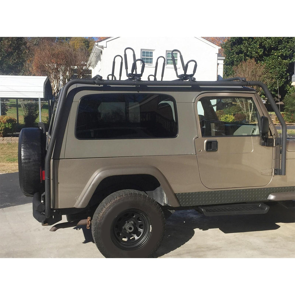FOR JEEP WRANGLER 88-06 BLACK STAINLESS DOUBLE BAR REAR BUMPER PROTECTOR GUARD