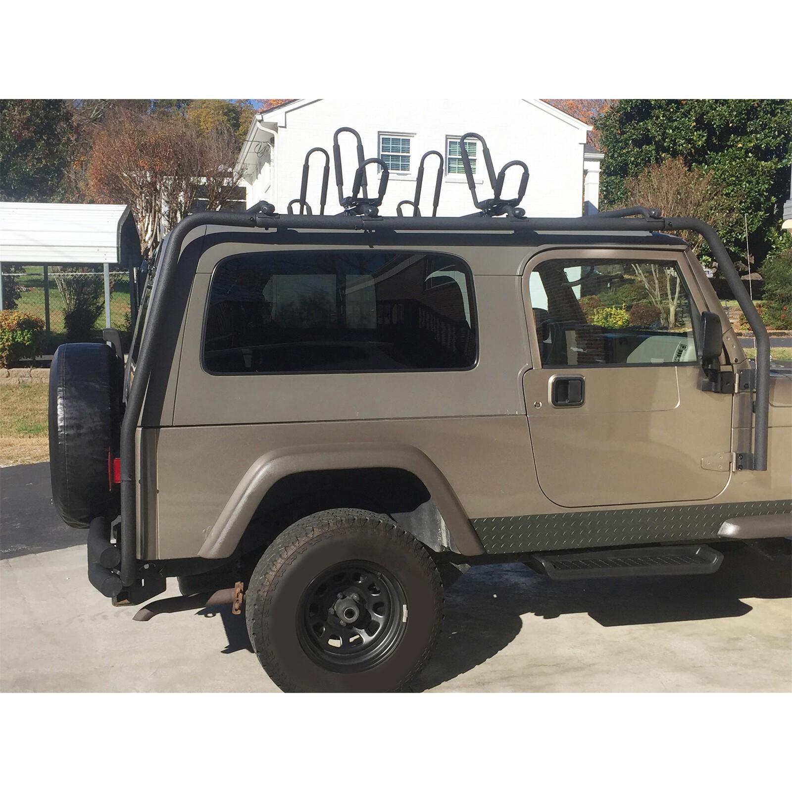FOR JEEP WRANGLER 88-06 BLACK STAINLESS DOUBLE BAR REAR BUMPER PROTECTOR GUARD