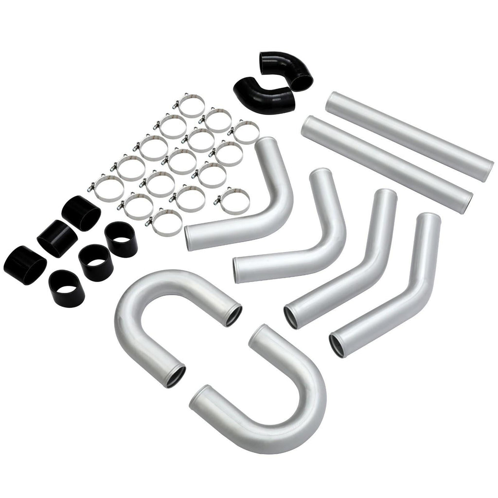 8PC 3" inch Aluminum Turbo Intercooler U Pipe Silicone Hose T-Clamp Kit Set