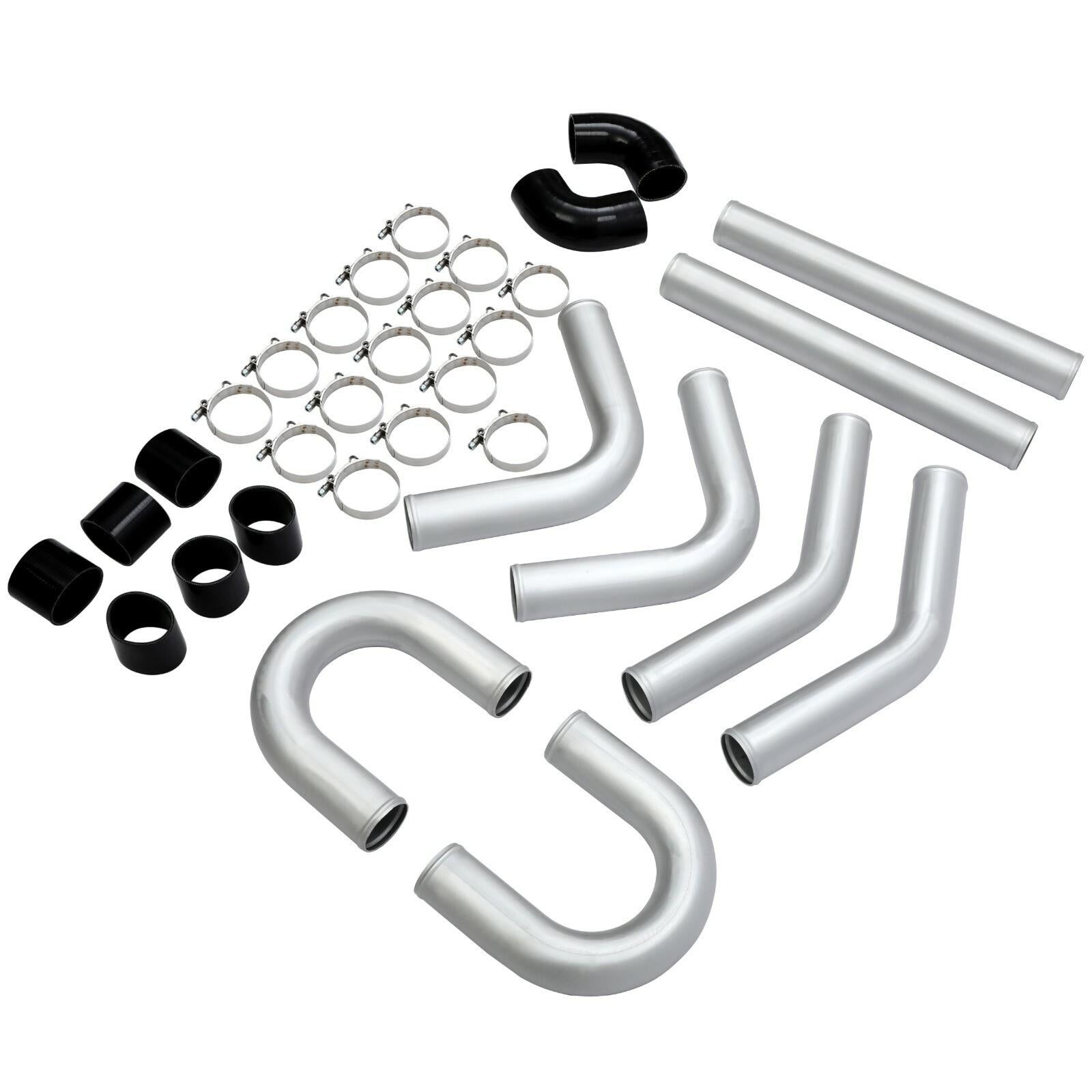 8PC 3" inch Aluminum Turbo Intercooler U Pipe Silicone Hose T-Clamp Kit Set