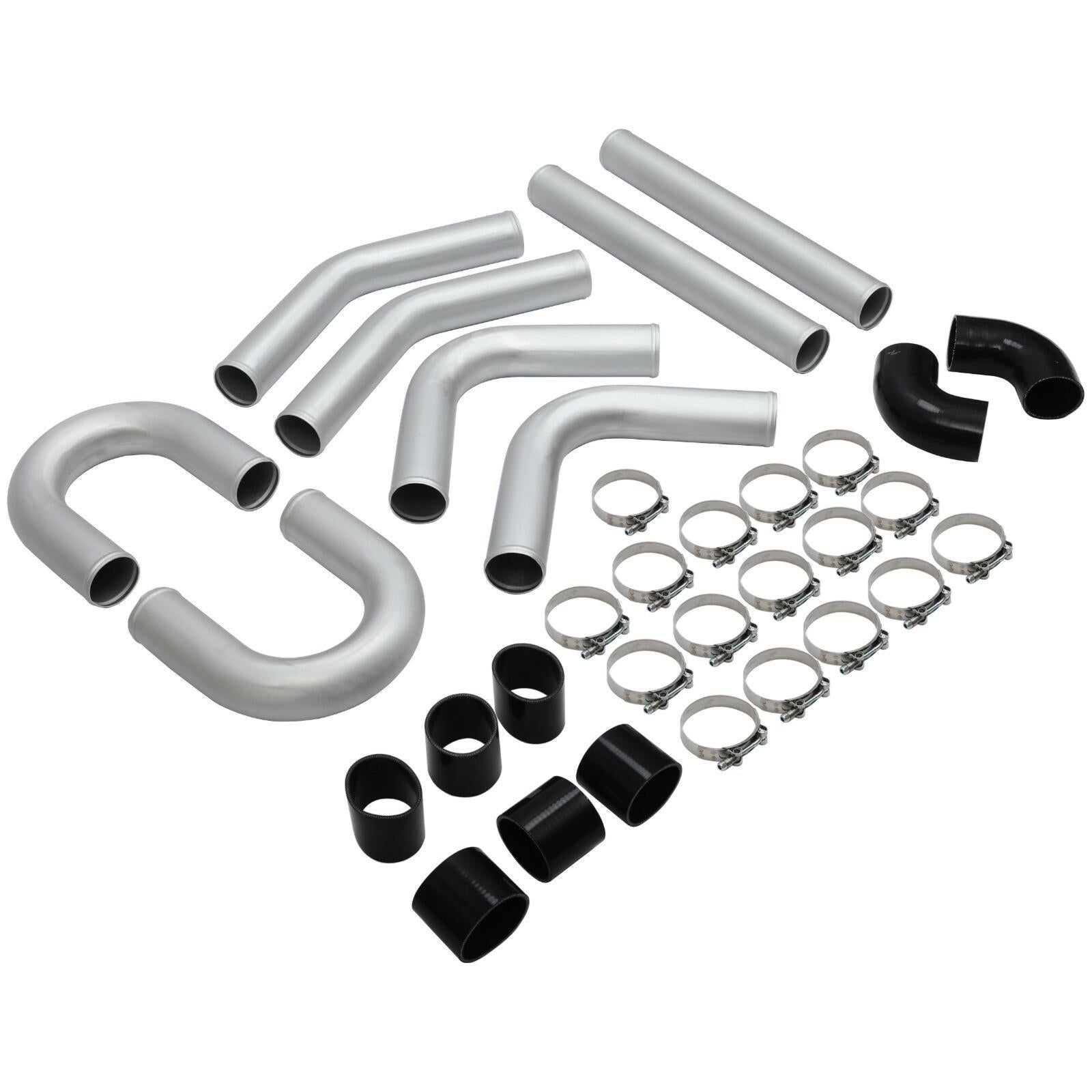 8PC 3" inch Aluminum Turbo Intercooler U Pipe Silicone Hose T-Clamp Kit Set