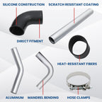 8PC 3" inch Aluminum Turbo Intercooler U Pipe Silicone Hose T-Clamp Kit Set