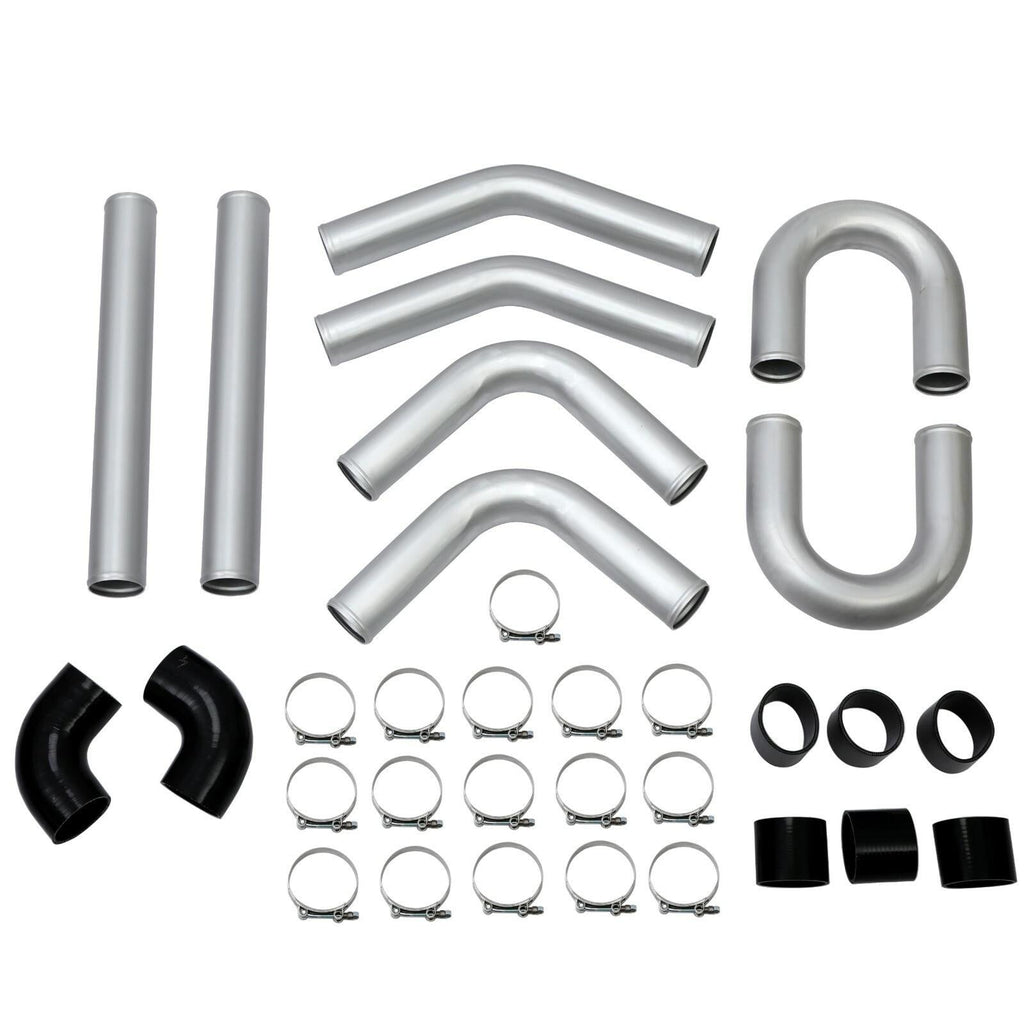 8PC 3" inch Aluminum Turbo Intercooler U Pipe Silicone Hose T-Clamp Kit Set