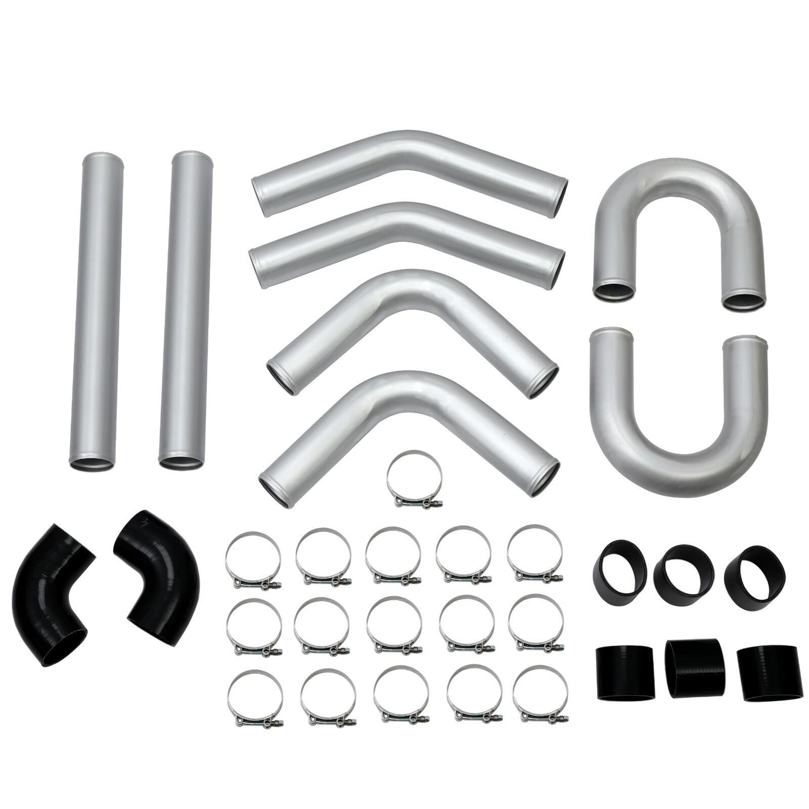 8PC 3" inch Aluminum Turbo Intercooler U Pipe Silicone Hose T-Clamp Kit Set