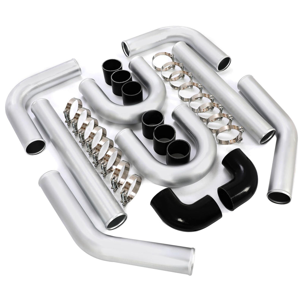 8PC 3" inch Aluminum Turbo Intercooler U Pipe Silicone Hose T-Clamp Kit Set