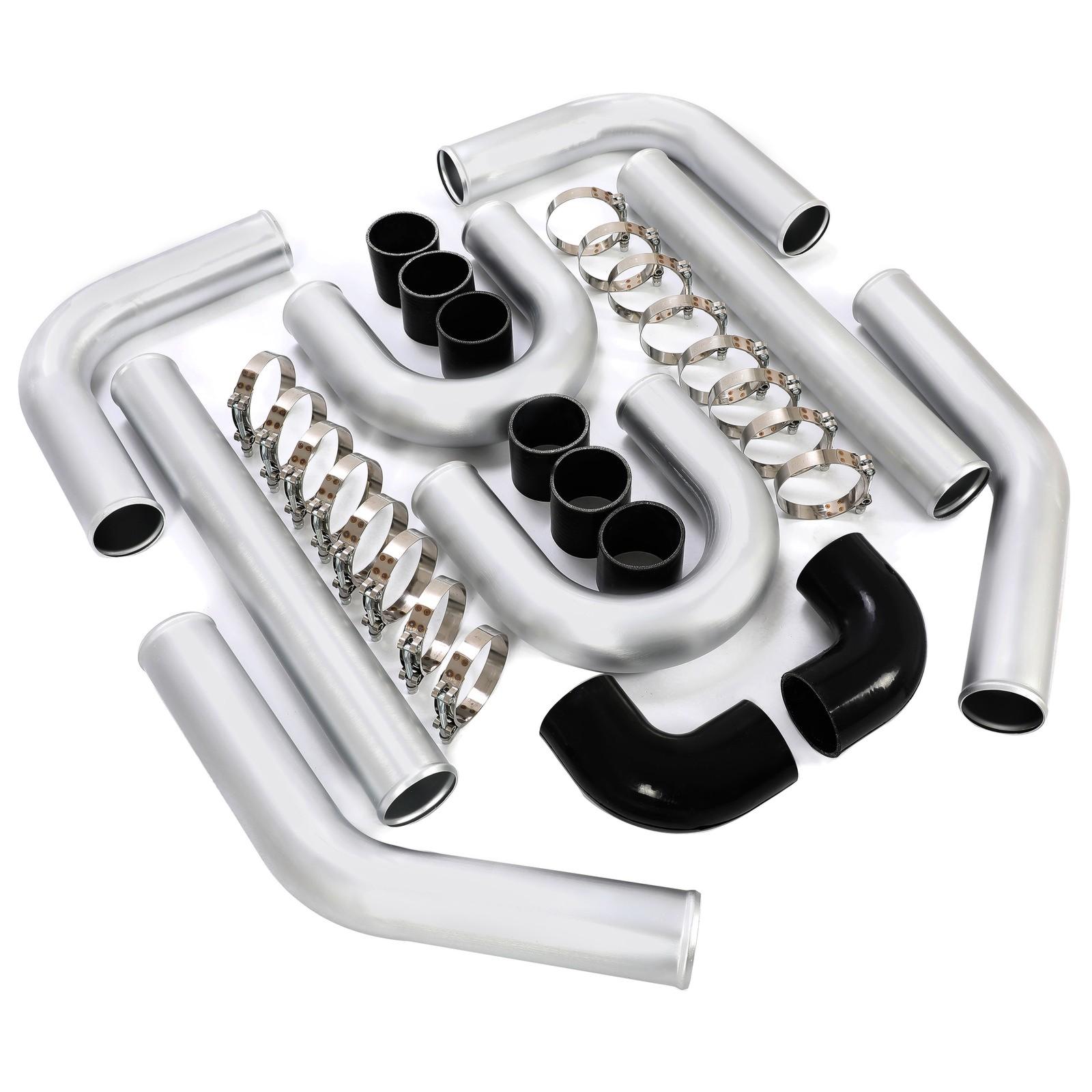 8PC 3" inch Aluminum Turbo Intercooler U Pipe Silicone Hose T-Clamp Kit Set