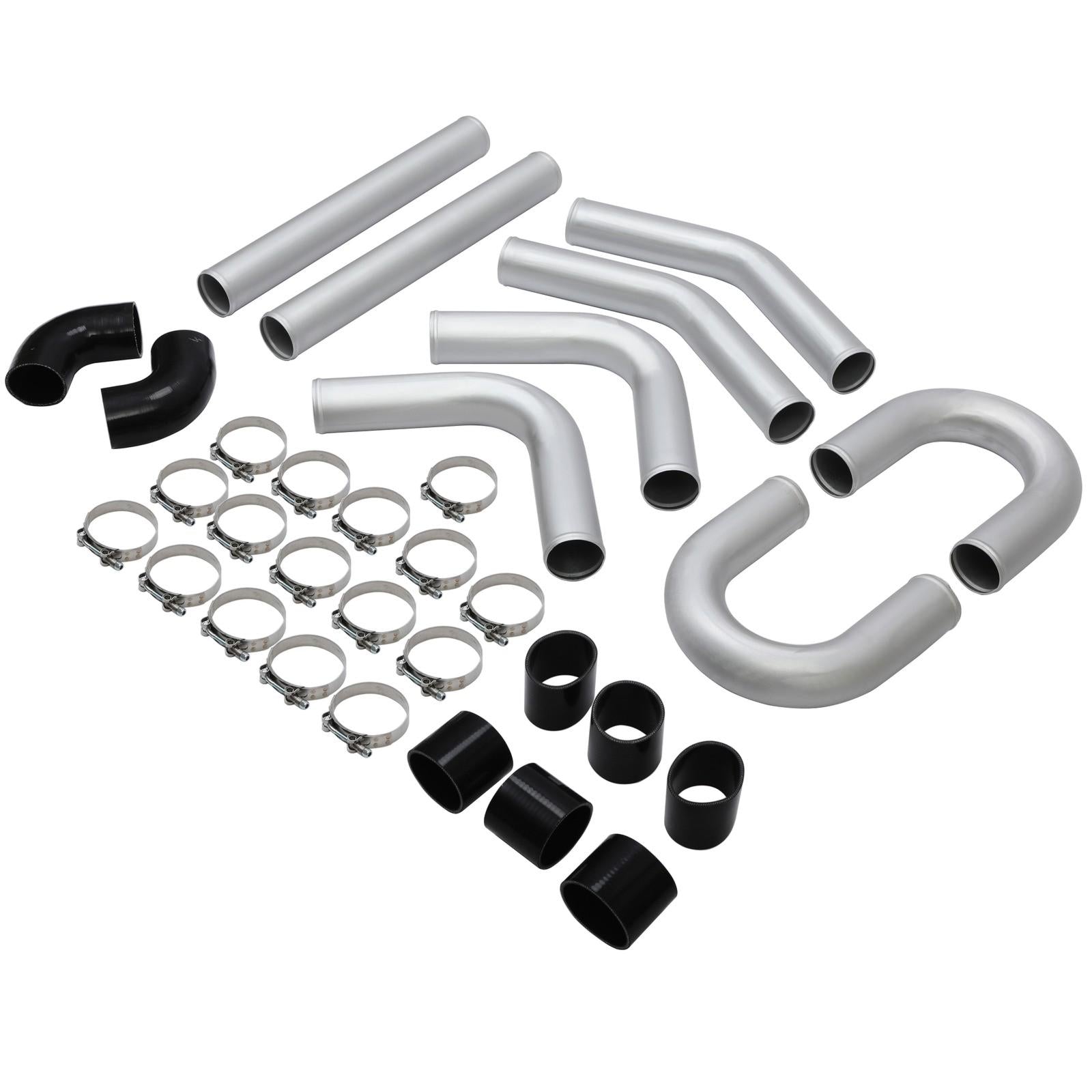 8PC 3" inch Aluminum Turbo Intercooler U Pipe Silicone Hose T-Clamp Kit Set
