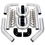 8PC 3" inch Aluminum Turbo Intercooler U Pipe Silicone Hose T-Clamp Kit Set