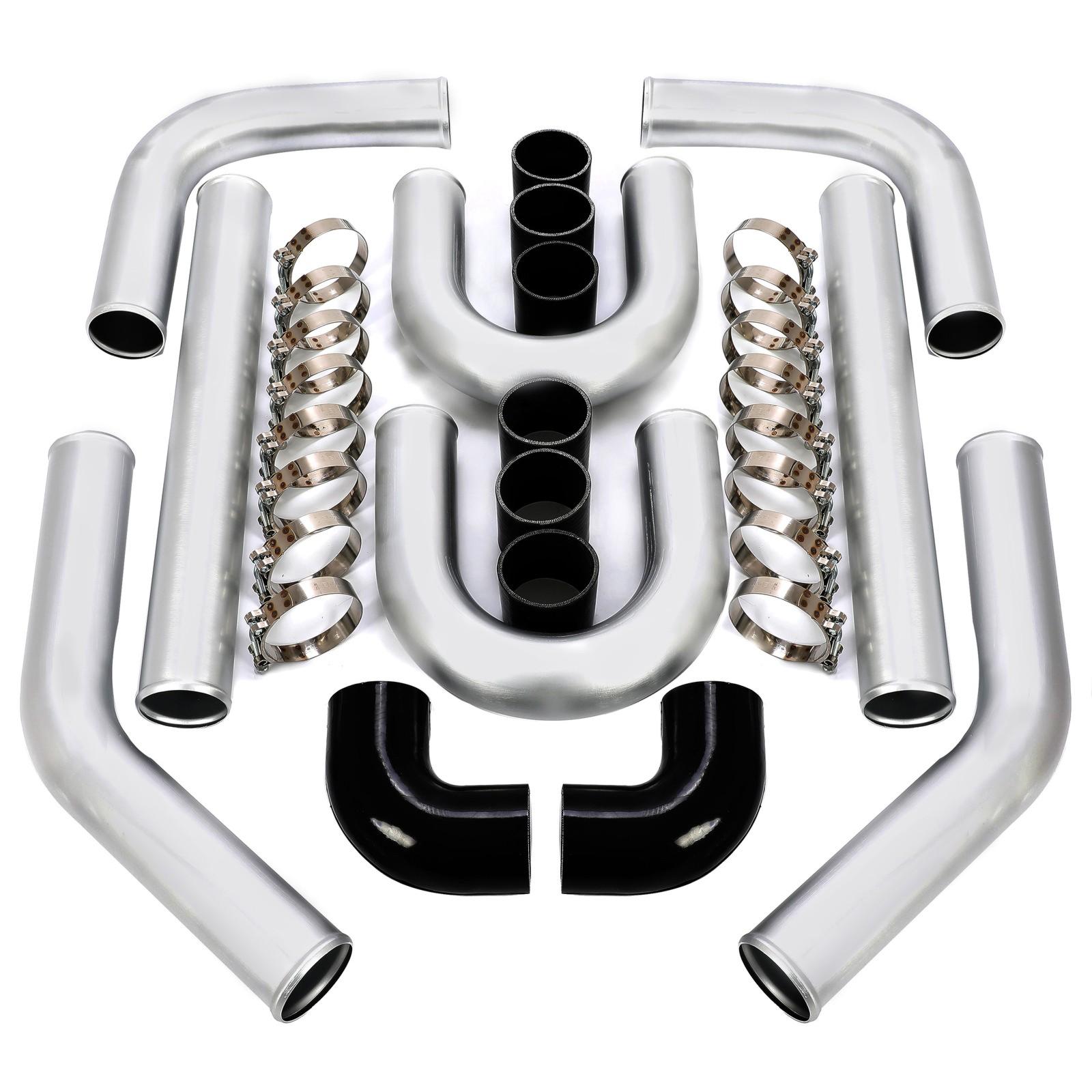 8PC 3" inch Aluminum Turbo Intercooler U Pipe Silicone Hose T-Clamp Kit Set