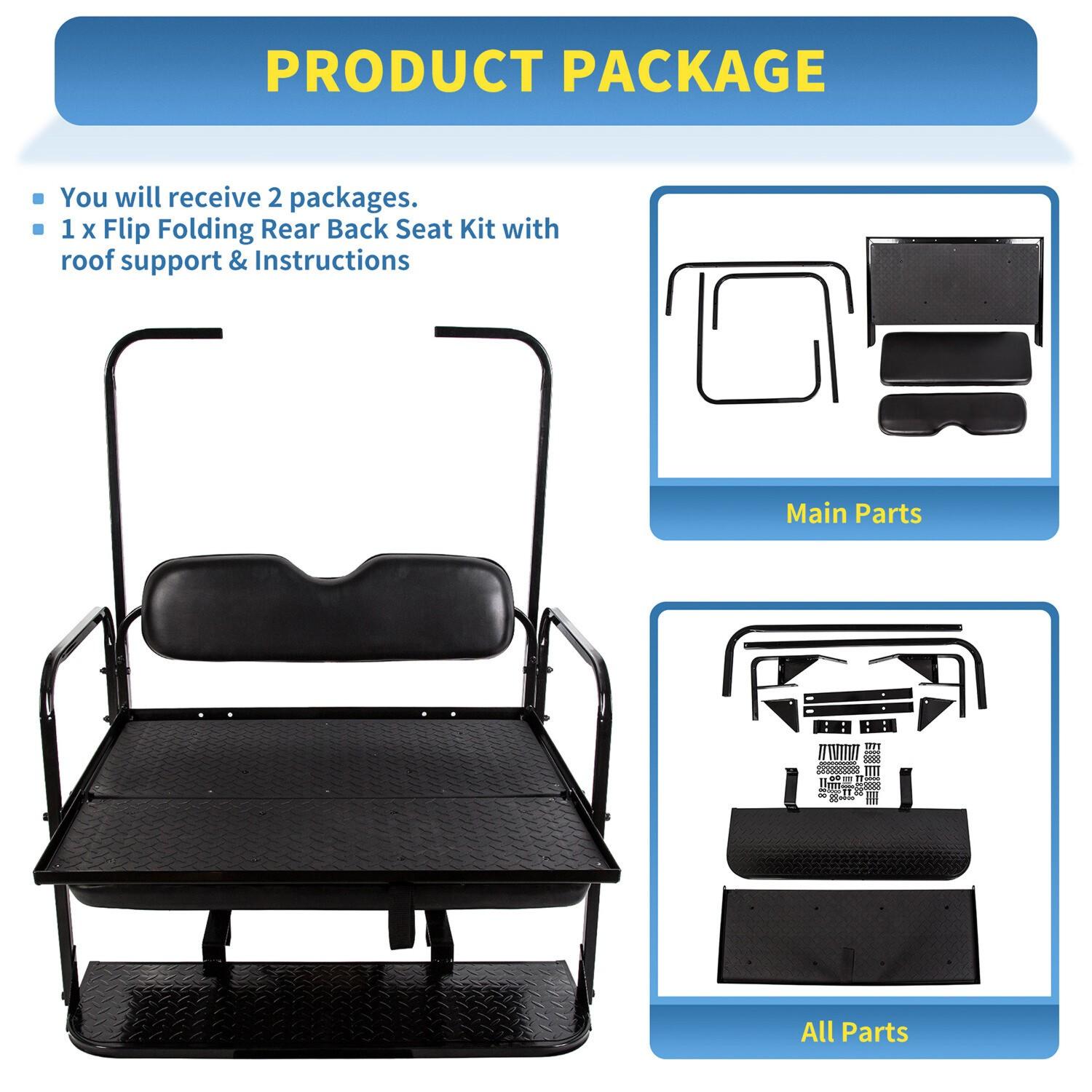 For EZGO TXT 1995+ Models Golf Cart Flip Folding Rear Seat Cushions Pad