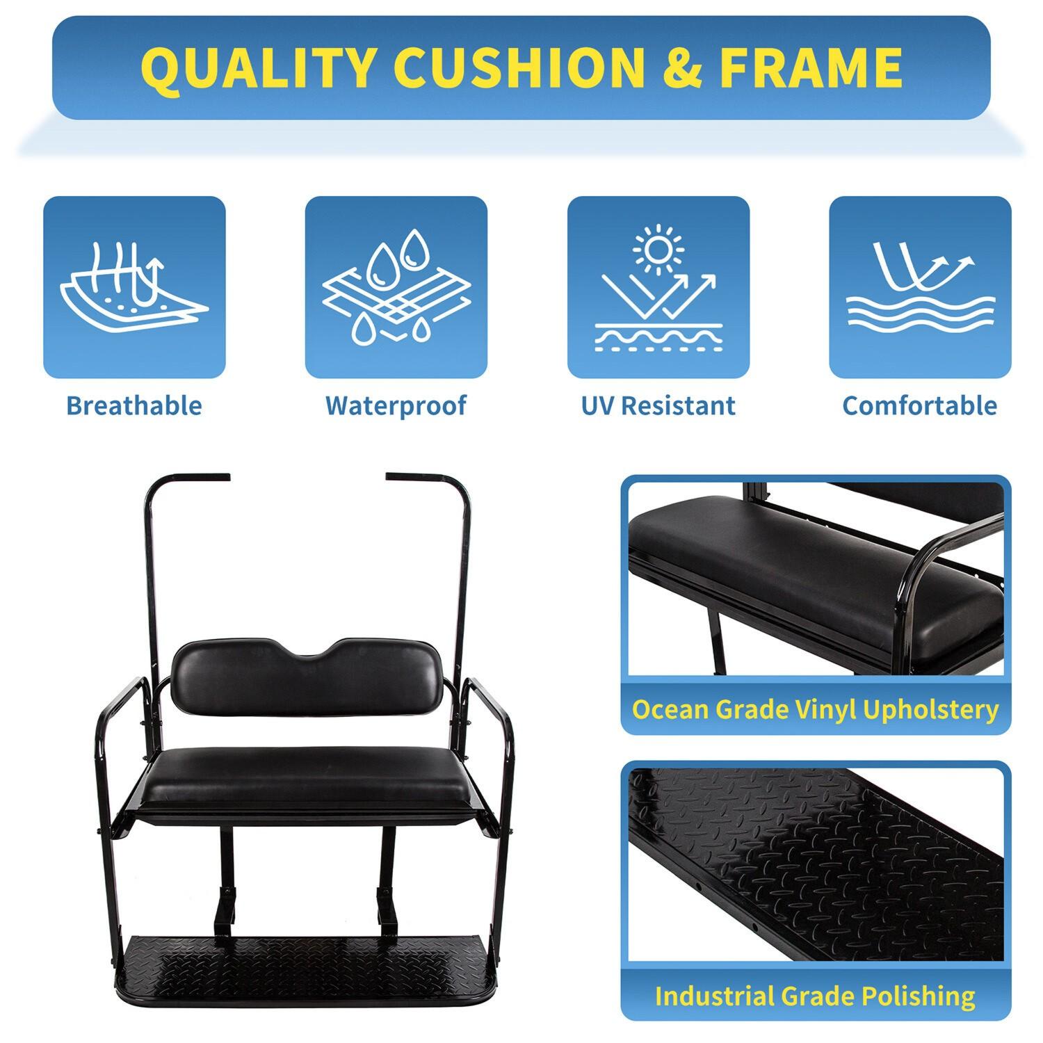 For EZGO TXT 1995+ Models Golf Cart Flip Folding Rear Seat Cushions Pad