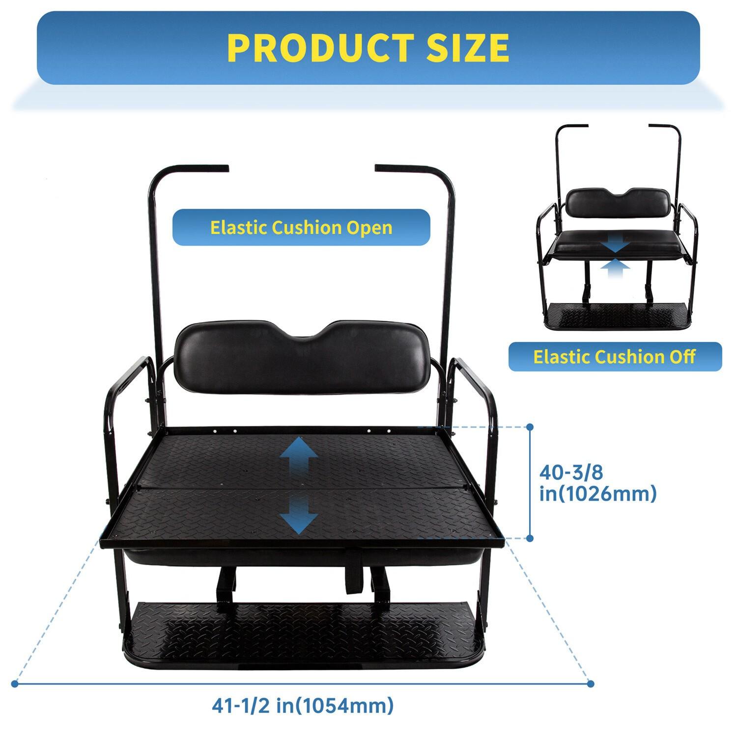 For EZGO TXT 1995+ Models Golf Cart Flip Folding Rear Seat Cushions Pad