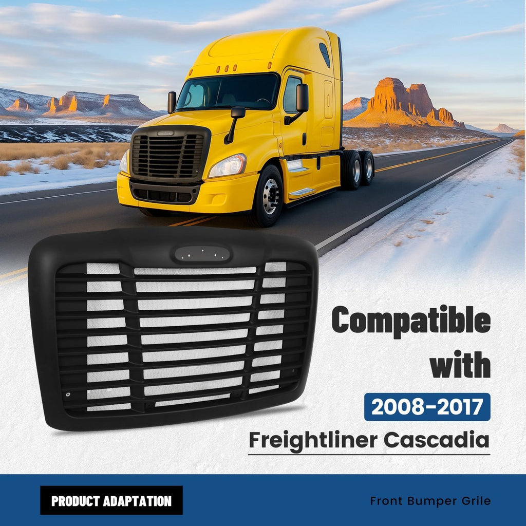 Fit Freightliner Cascadia 08-2017 Black Hood Grille With Bug Screen #A1715624002