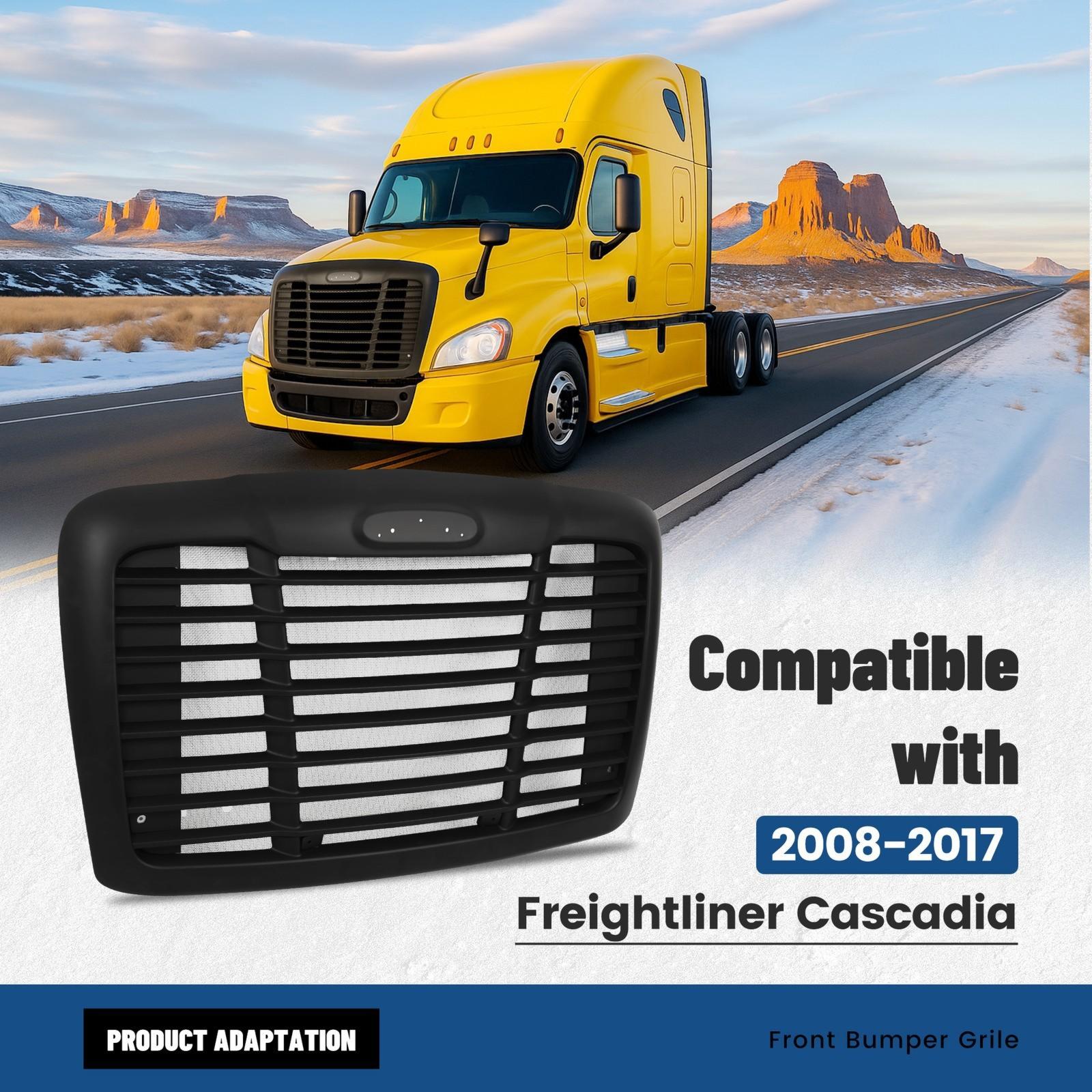 Fit Freightliner Cascadia 08-2017 Black Hood Grille With Bug Screen #A1715624002