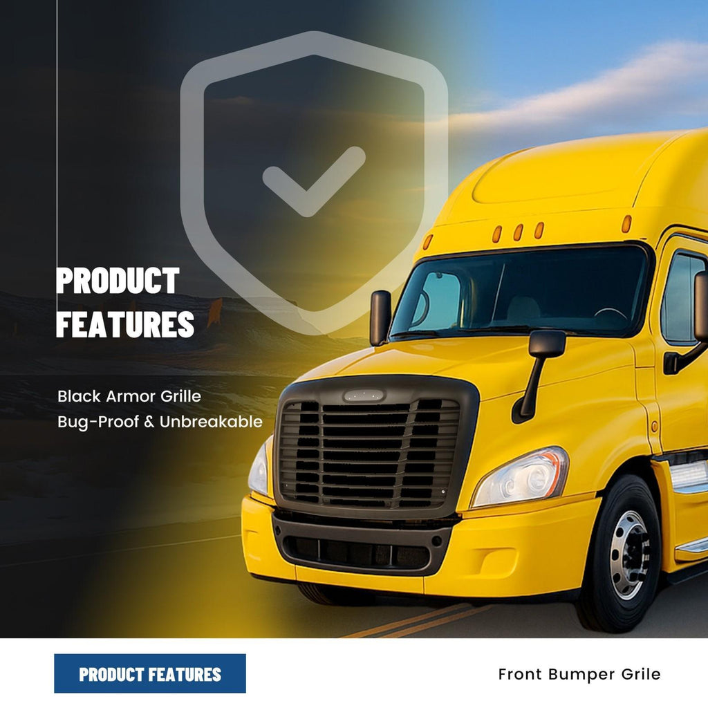 Fit Freightliner Cascadia 08-2017 Black Hood Grille With Bug Screen #A1715624002