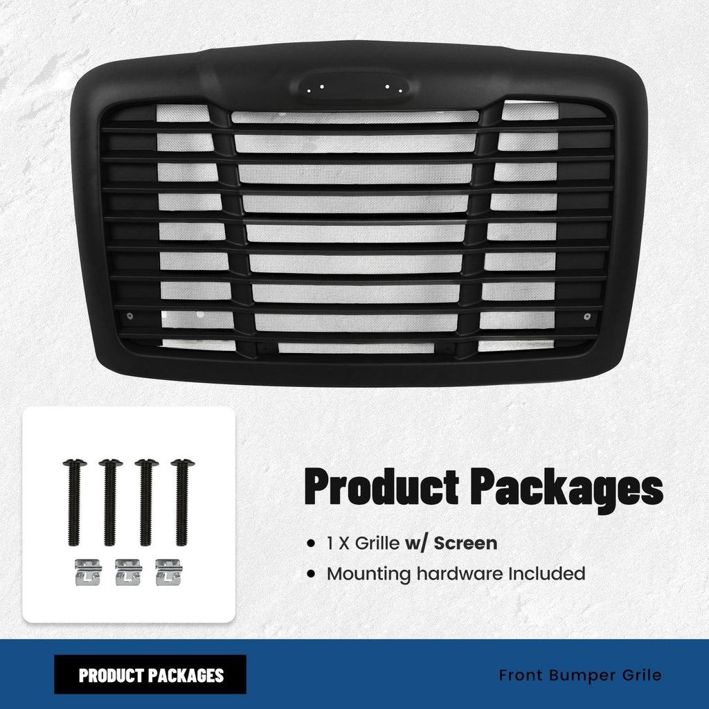 Fit Freightliner Cascadia 08-2017 Black Hood Grille With Bug Screen #A1715624002