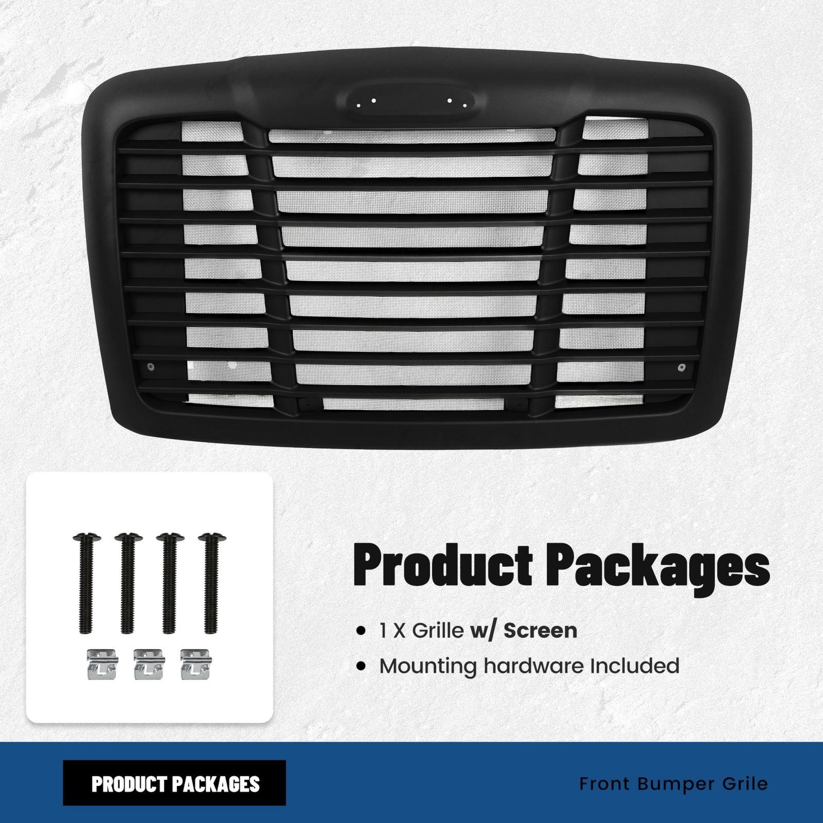 Fit Freightliner Cascadia 08-2017 Black Hood Grille With Bug Screen #A1715624002