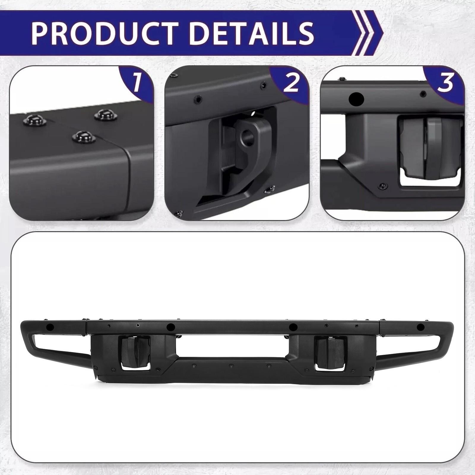 Front Bumper W/D-ring Mounts Fit For Ford Bronco 2021-2023 Off-Road Full Width