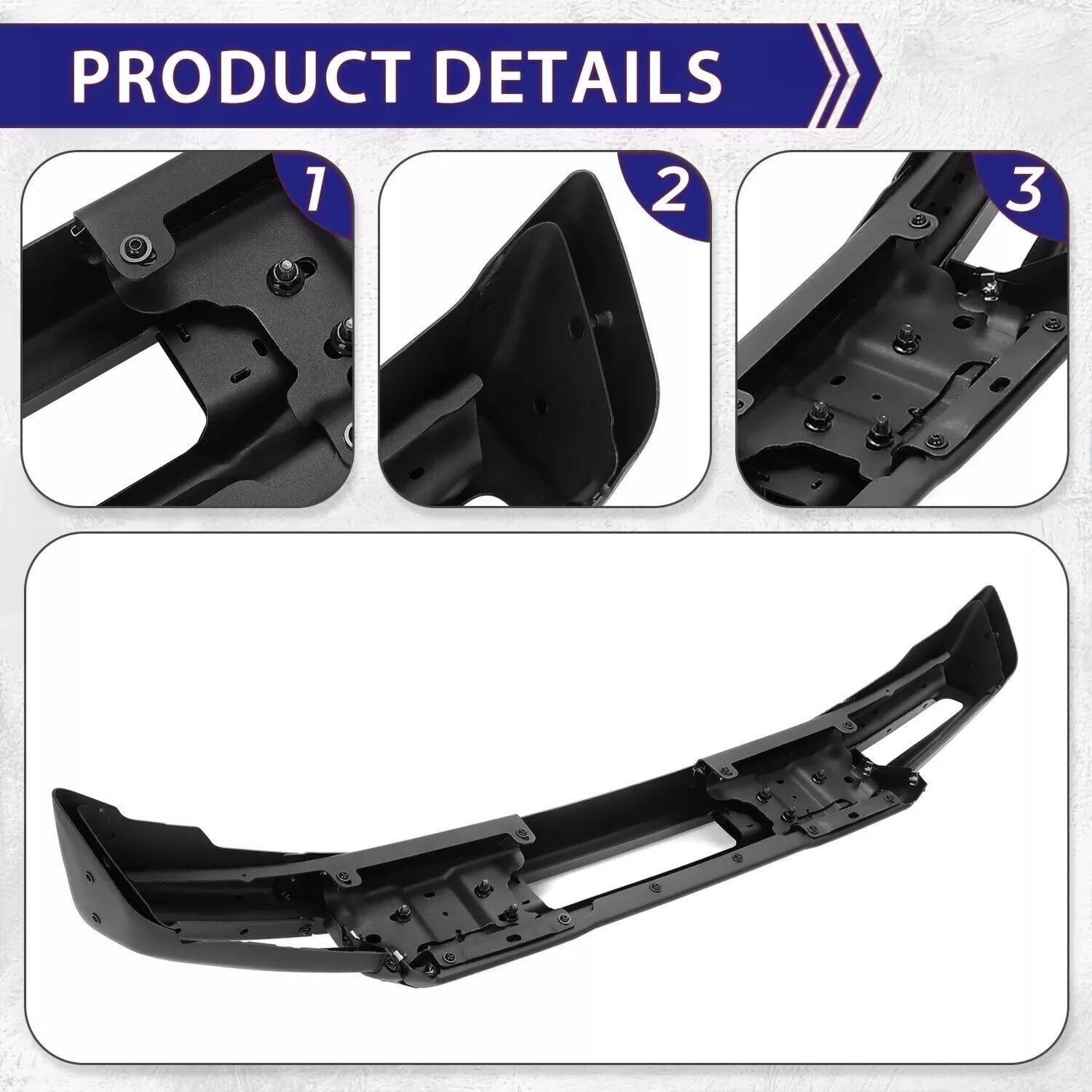 Front Bumper W/D-ring Mounts Fit For Ford Bronco 2021-2023 Off-Road Full Width