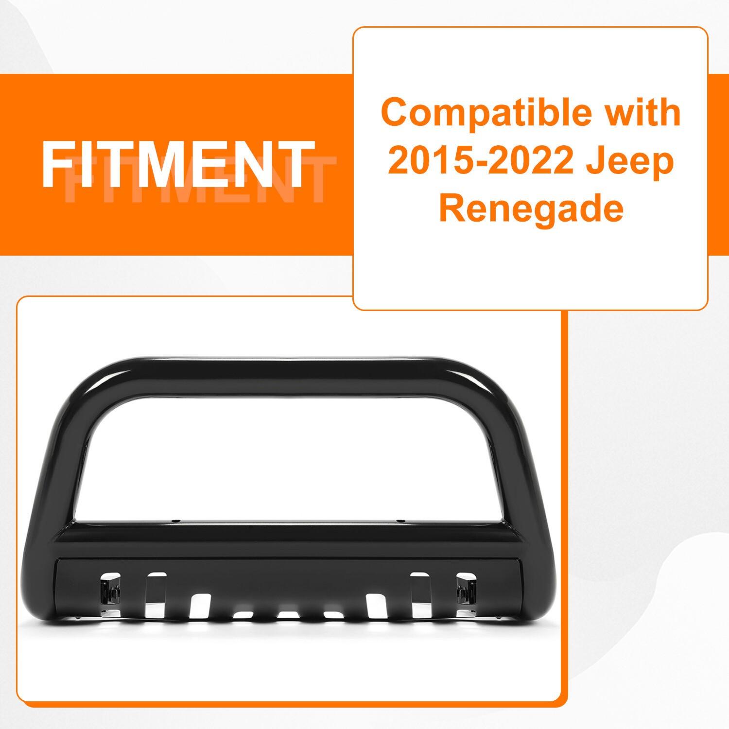Fit for 2015-2022 Jeep Renegade Bumper Bull Bar Skid Plate Power Coated Steel