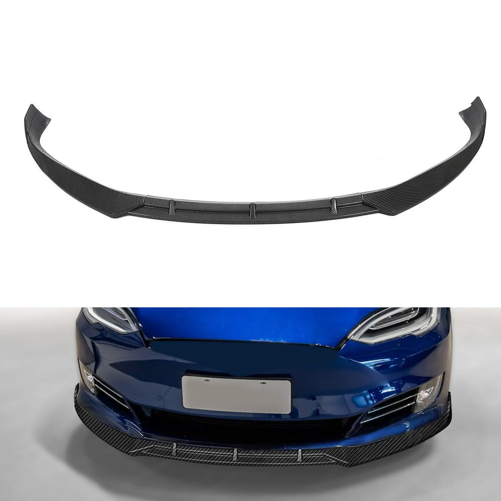 FOR TESLA MODEL S 2016-2020 STP-STYLE CARBON FIBER LOOK FRONT BUMPER LIP SPOILER