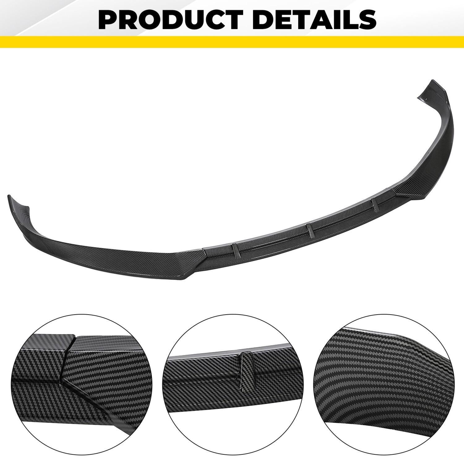FOR TESLA MODEL S 2016-2020 STP-STYLE CARBON FIBER LOOK FRONT BUMPER LIP SPOILER