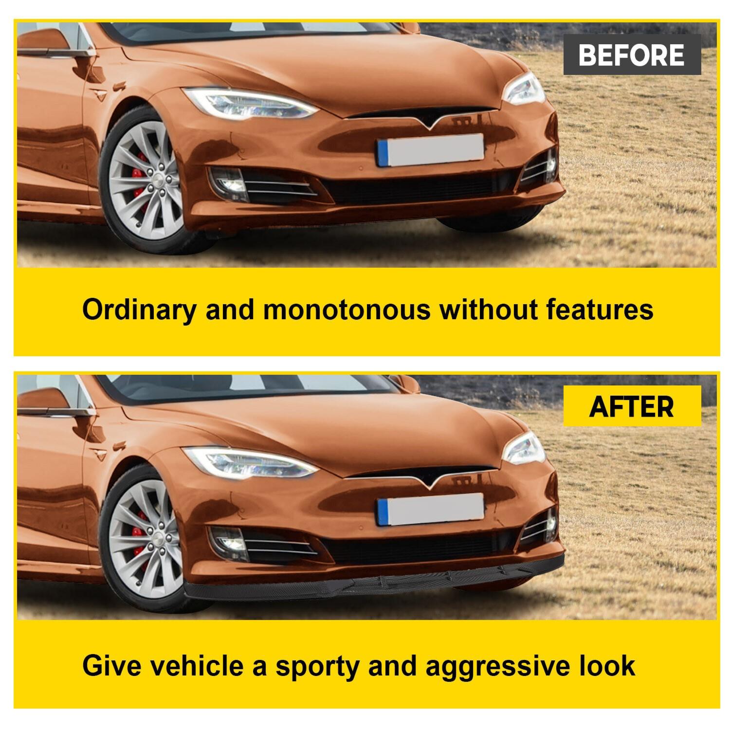 FOR TESLA MODEL S 2016-2020 STP-STYLE CARBON FIBER LOOK FRONT BUMPER LIP SPOILER