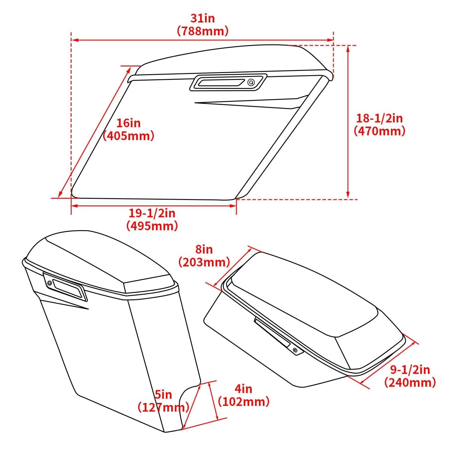 5" Stretched Extended Saddlebags Bag For Harley Davidson Road Street Glide 93-13