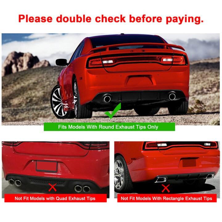 Matte Black Rear Bumper Lip Lower Diffuser For Dodge Charger SRT V2 Style 12-14