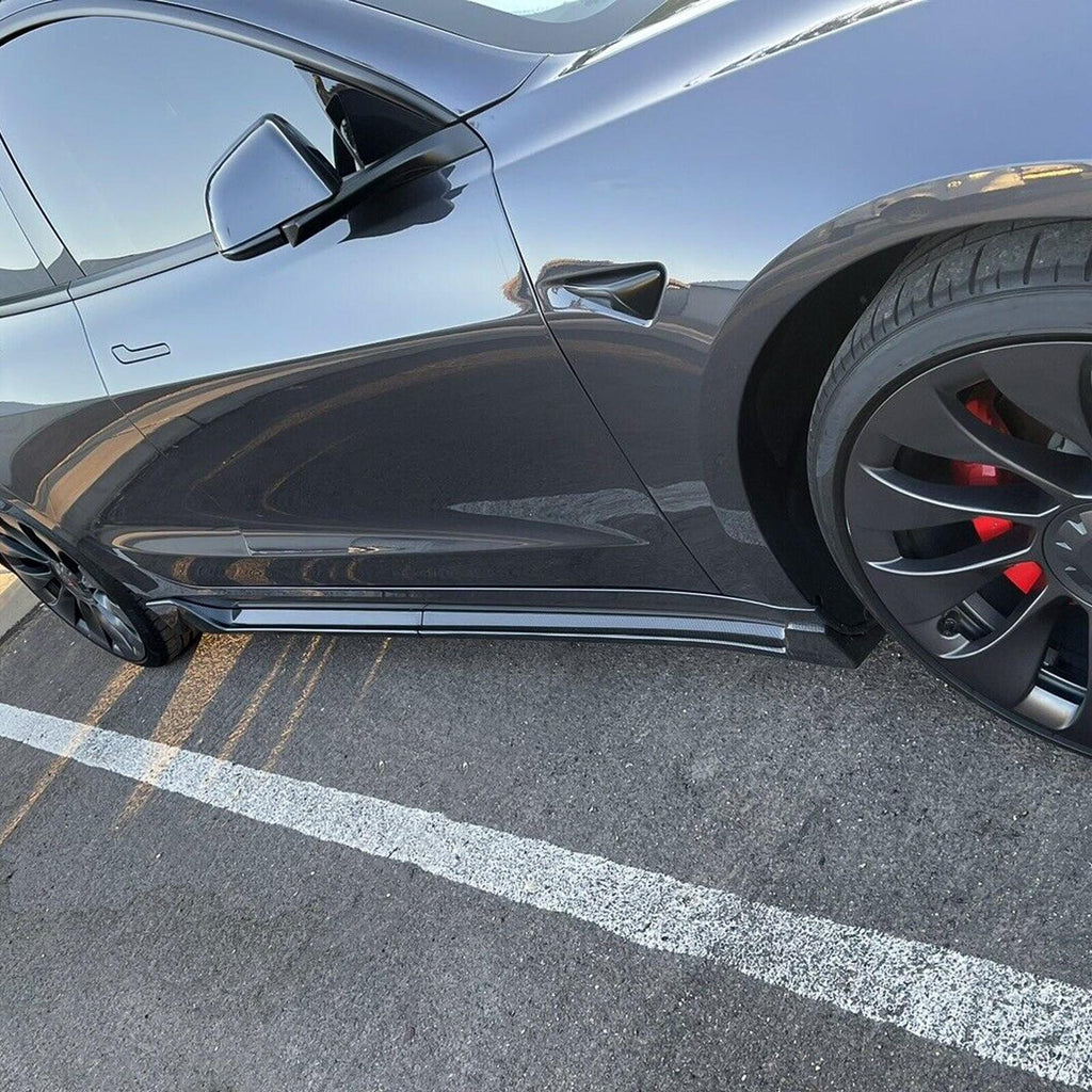 For Tesla Model 3 2017-2023 LH RH Side Skirts Rocker Panels Carbon Fiber Style