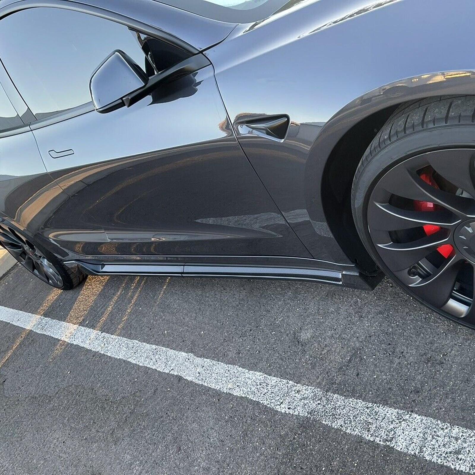 For Tesla Model 3 2017-2023 LH RH Side Skirts Rocker Panels Carbon Fiber Style