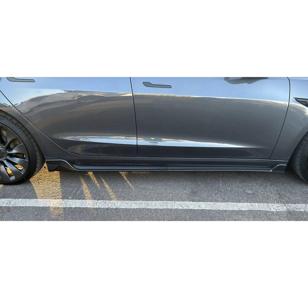 For Tesla Model 3 2017-2023 LH RH Side Skirts Rocker Panels Carbon Fiber Style