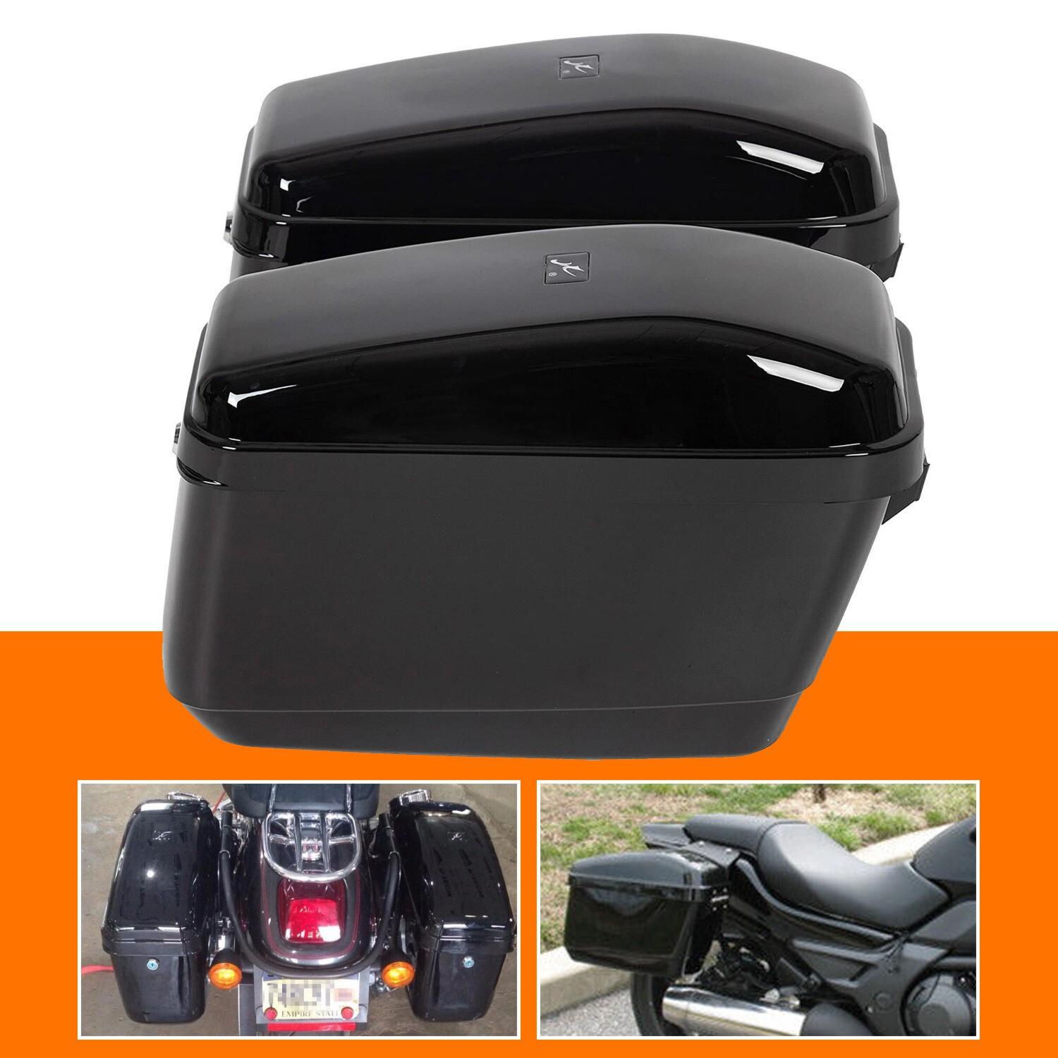 Motorcycle Hard Saddlebags Saddle Bags + Luggage Trunk Backrest Luggage Rack