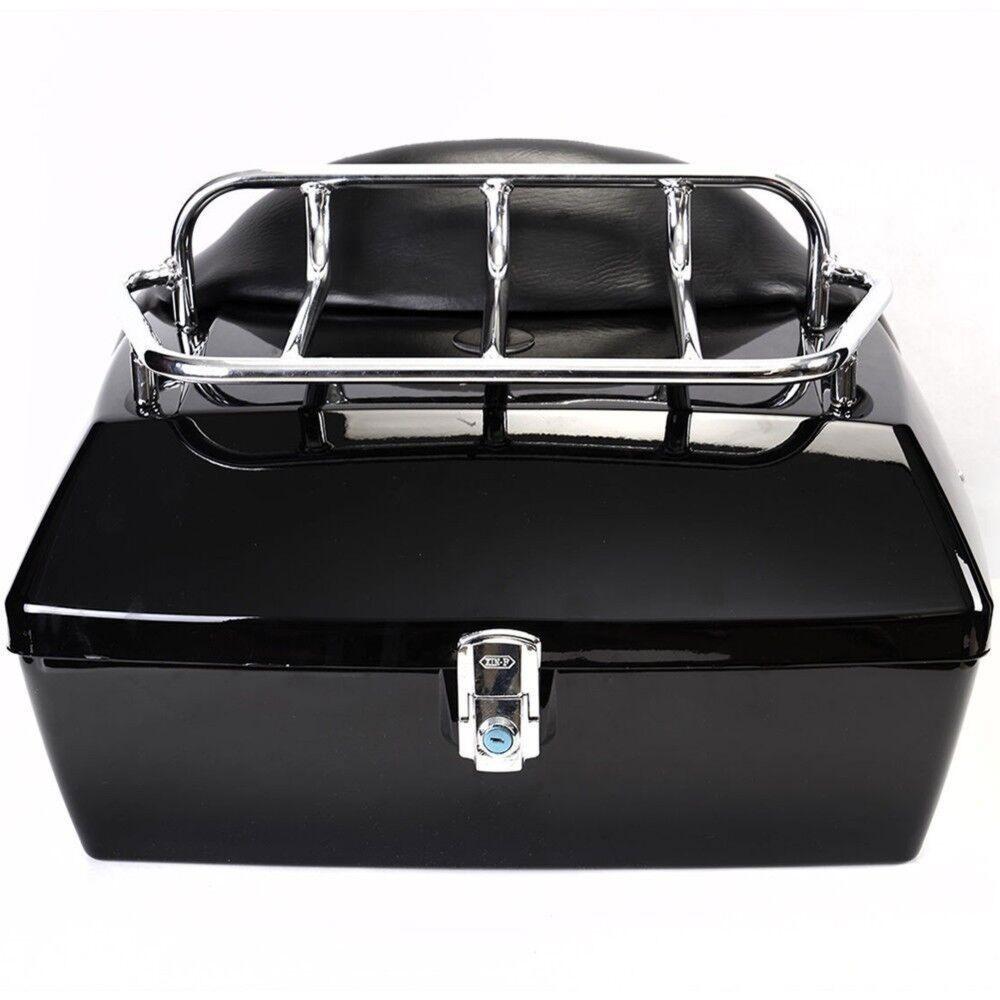 Motorcycle Hard Saddlebags Saddle Bags + Luggage Trunk Backrest Luggage Rack