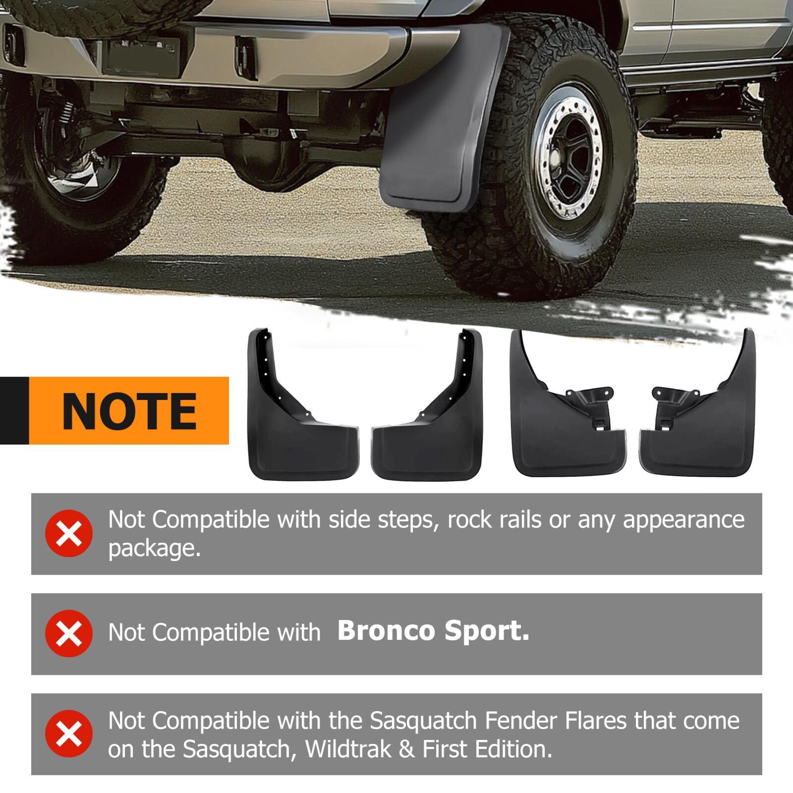 4Pcs Front & Rear Mud Flaps Splash Guards For Ford Bronco 21-25 #M2DZ-16A550-AA
