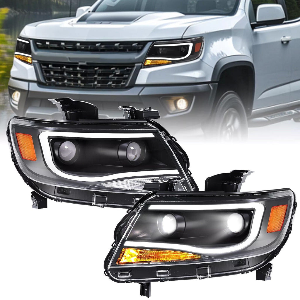 For  Chevy Colorado 2015-2022 LED Tube DRL Dual Projector Headlights Headlamps