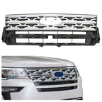 Front Bumper Upper Grille ABS Grill w/Chrome For Ford Explorer XLT 2018 2019