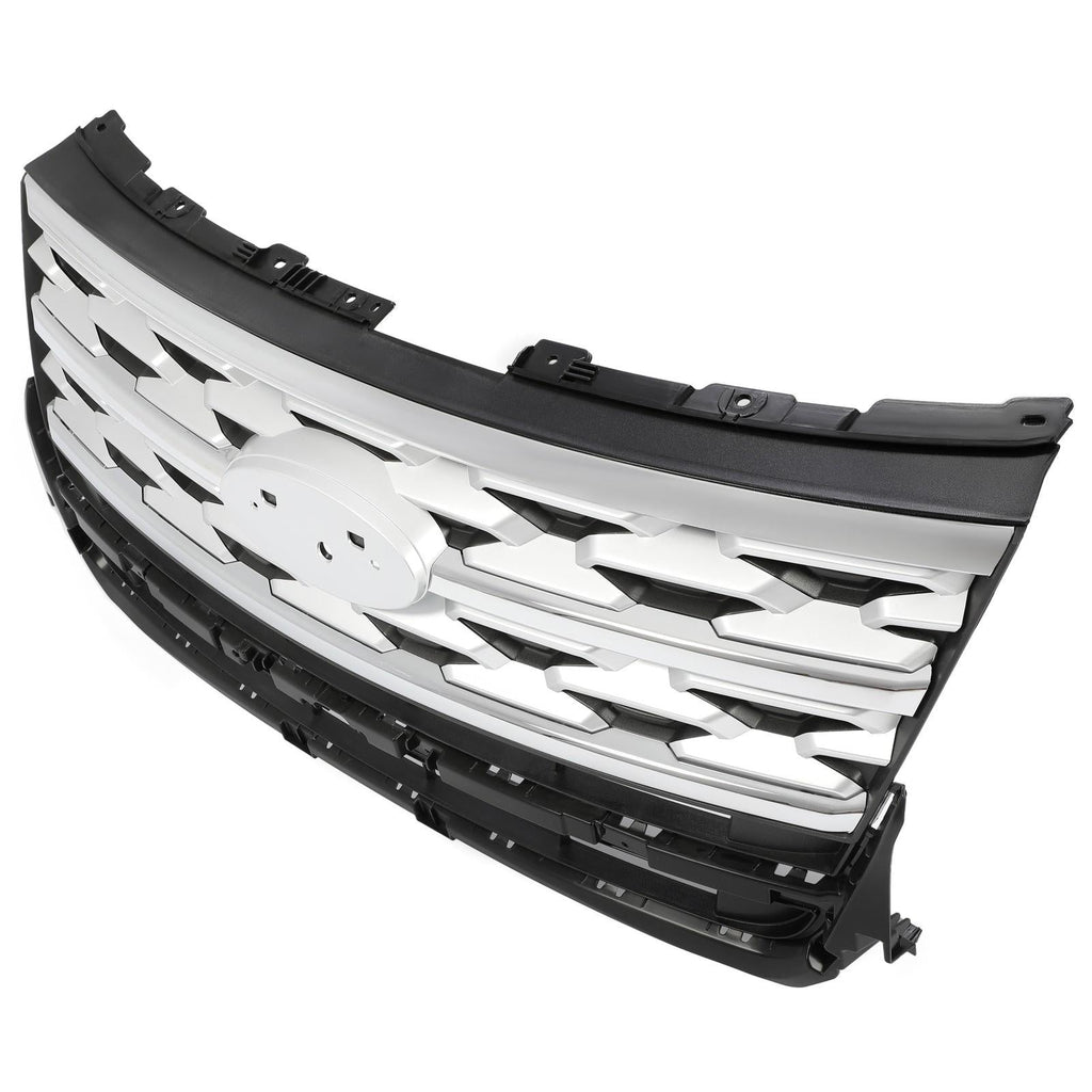 Front Bumper Upper Grille ABS Grill w/Chrome For Ford Explorer XLT 2018 2019