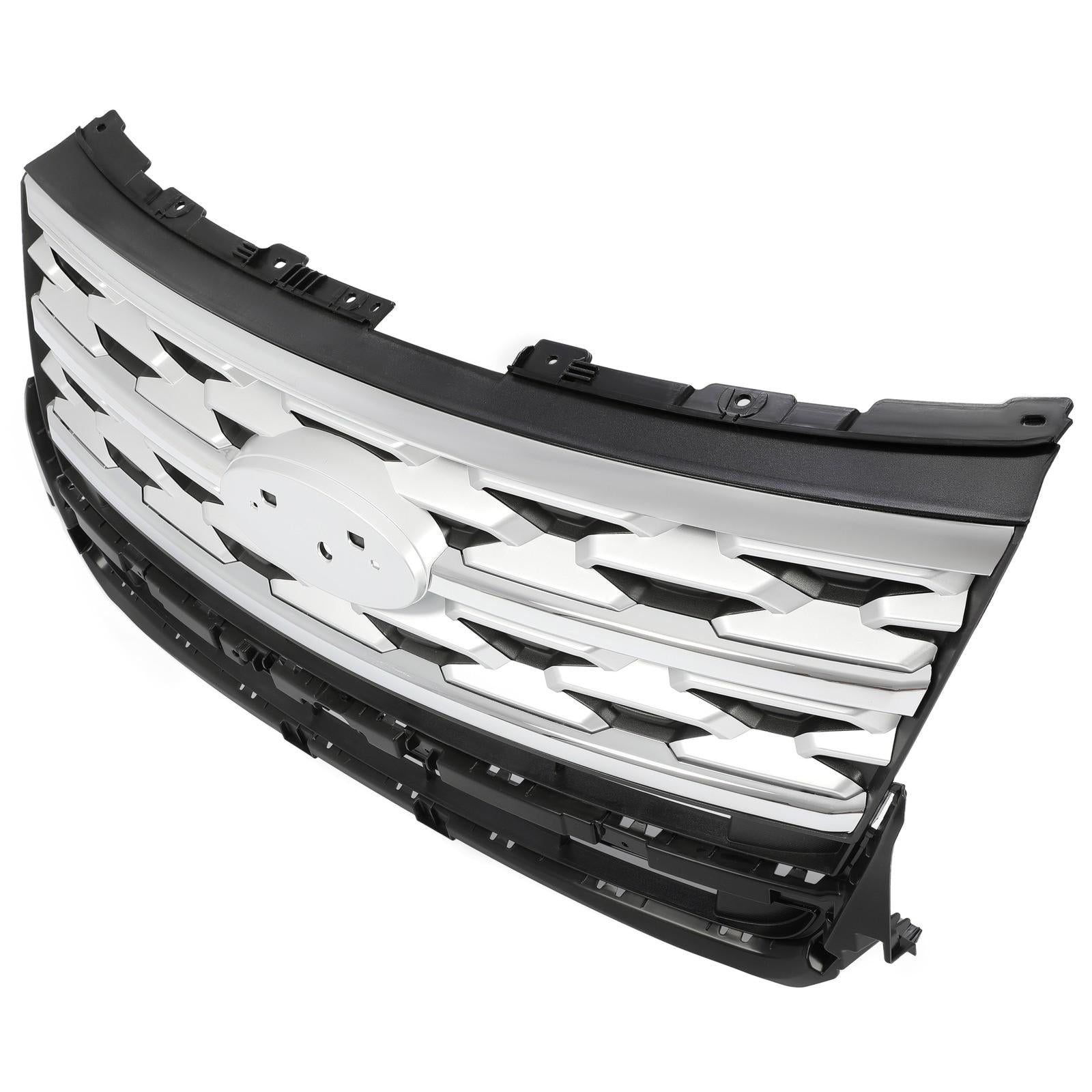 Front Bumper Upper Grille ABS Grill w/Chrome For Ford Explorer XLT 2018 2019