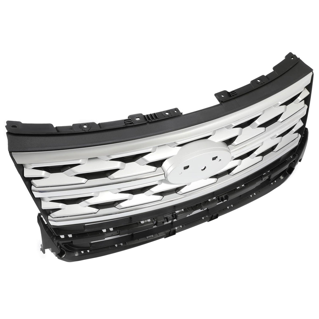 Front Bumper Upper Grille ABS Grill w/Chrome For Ford Explorer XLT 2018 2019
