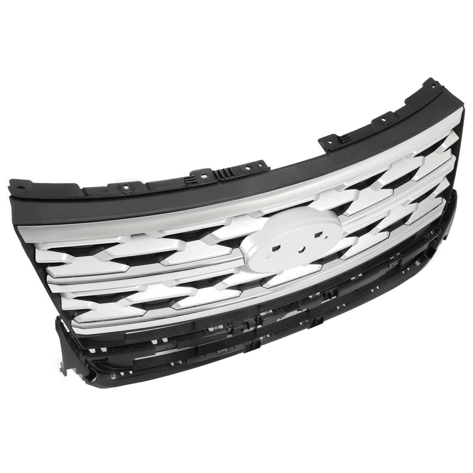 Front Bumper Upper Grille ABS Grill w/Chrome For Ford Explorer XLT 2018 2019