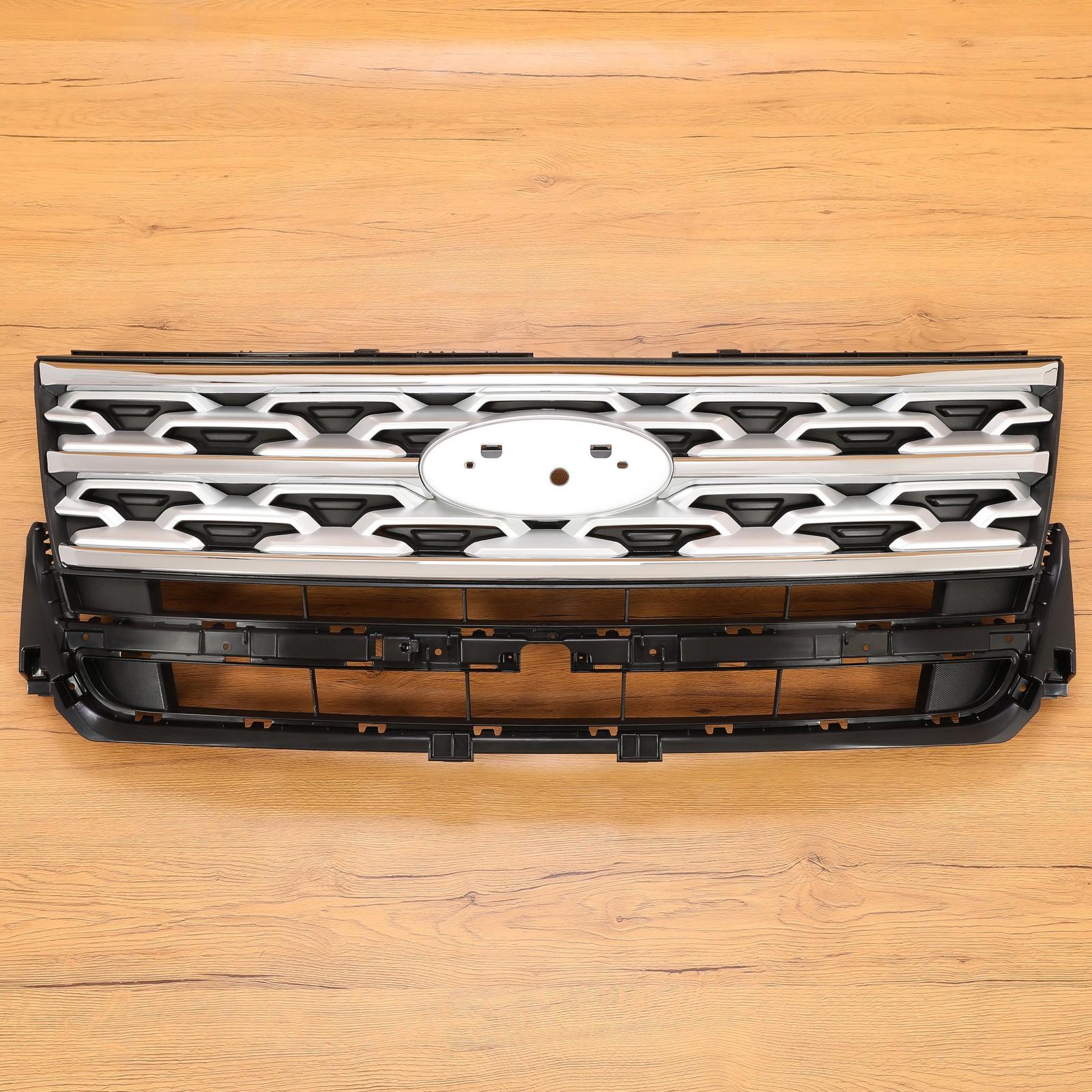 Front Bumper Upper Grille ABS Grill w/Chrome For Ford Explorer XLT 2018 2019