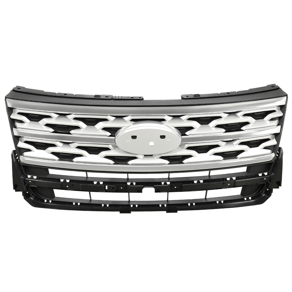 Front Bumper Upper Grille ABS Grill w/Chrome For Ford Explorer XLT 2018 2019