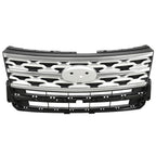 Front Bumper Upper Grille ABS Grill w/Chrome For Ford Explorer XLT 2018 2019