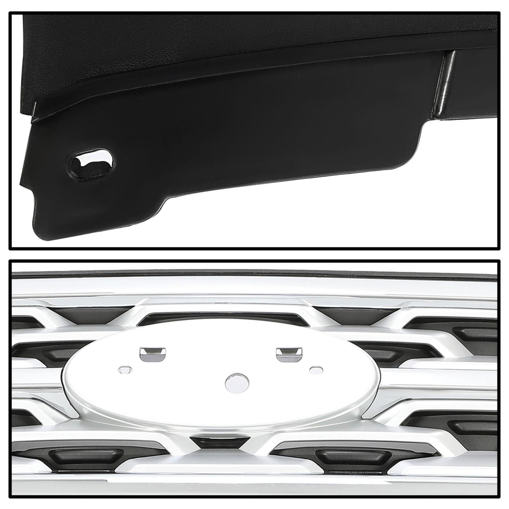 Front Bumper Upper Grille ABS Grill w/Chrome For Ford Explorer XLT 2018 2019