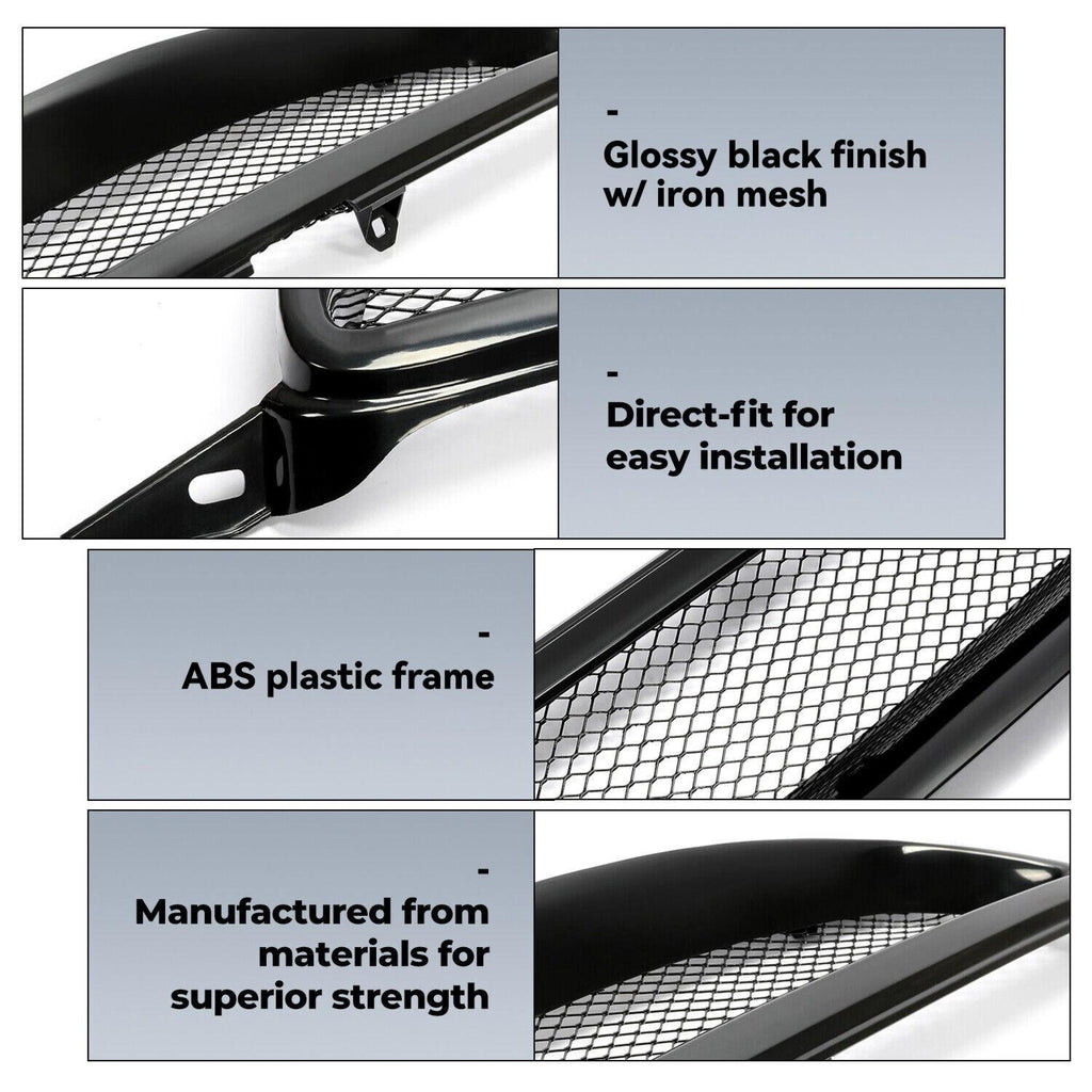 GLOSS BLACK BUMPER GRILL MESH GRILLE FOR TOYOTA COROLLA 2003-2007 2004 2005 2006