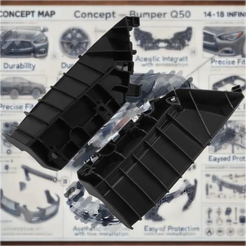 Black Front Bumper Stiffener Bracket Left &Right For Infiniti Q50 2014-2022 2018